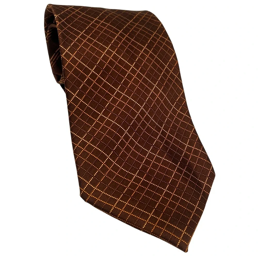 VITALIANO PANCALDI 100% Silk‎ Brown Necktie Made in Italy 60 inch